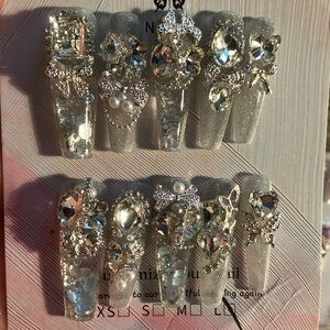Elegant Silver Aquarium Nail Set